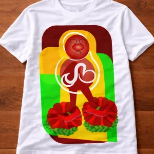 White adult T-shirt featuring an original artwork by Serj Éty’n.