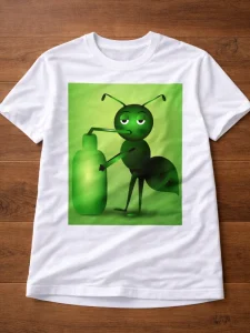 White adult T-shirt featuring an original artwork by Serj Éty’n.