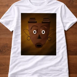 White adult T-shirt featuring an original artwork by Serj Éty’n.