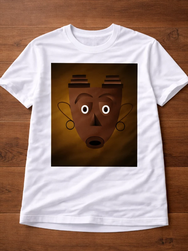 White adult T-shirt featuring an original artwork by Serj Éty’n.