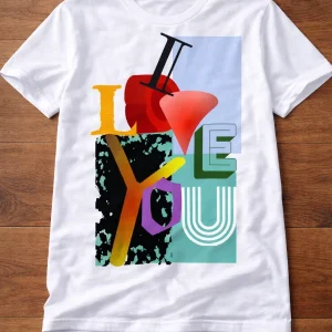 White adult T-shirt featuring an original artwork by Serj Éty’n.