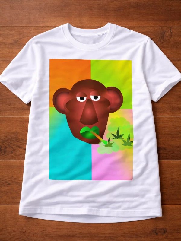 White adult T-shirt featuring an original artwork by Serj Éty’n.