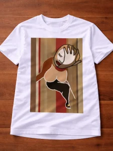 White adult T-shirt featuring an original artwork by Serj Éty’n.