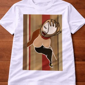 White adult T-shirt featuring an original artwork by Serj Éty’n.