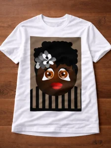 White adult T-shirt featuring an original artwork by Serj Éty’n.