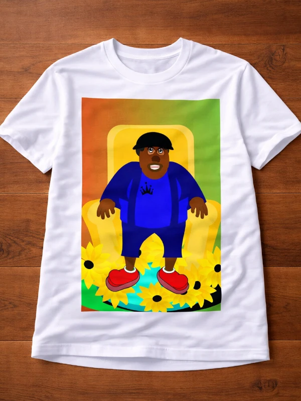 White adult T-shirt featuring an original artwork by Serj Éty’n.