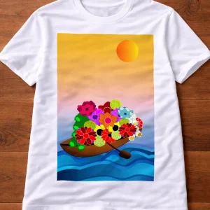 White adult T-shirt featuring an original artwork by Serj Éty’n.
