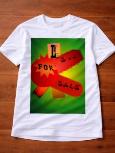 White adult T-shirt featuring an original artwork by Serj Éty’n.