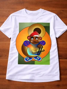 White adult T-shirt featuring an original artwork by Serj Éty’n.