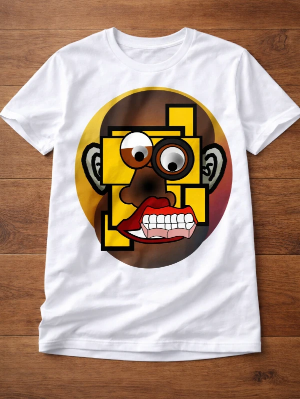 White adult T-shirt featuring an original artwork by Serj Éty’n.