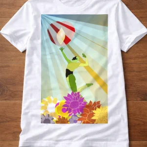 White adult T-shirt featuring an original artwork by Serj Éty’n.
