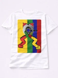 White adult T-shirt featuring an original artwork by Serj Éty’n.